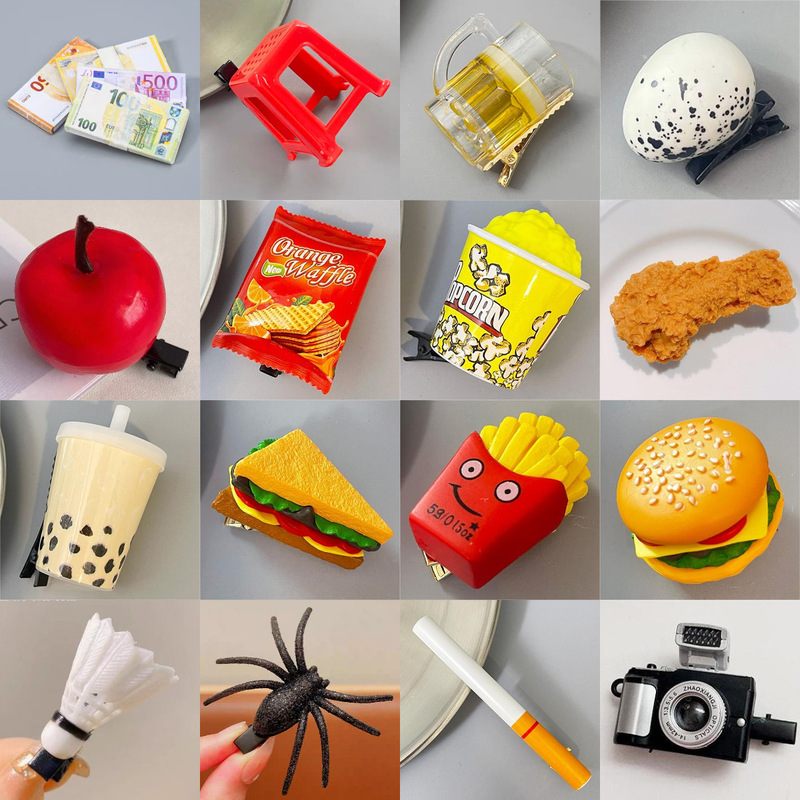Cute Chicken Wings, Funny and Interesting Artificial Hairpins, Small Weird Vegetable Headbands, Side Clips, Duckbill Clips, Snacks, Fruit Eggs