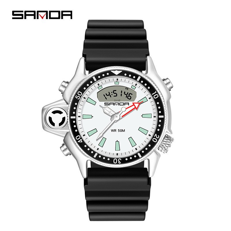 Sanda transfronterizo reloj de tendencia europea y americana reloj deportivo multifuncional al aire libre impermeable para jóvenes reloj electrónico