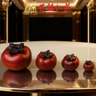 花梨木如意柿子木质DIY手把件文玩茶桌客厅摆件送礼跨境饰品