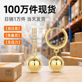 银饰跨境热卖eBaySHEIN耳坠 S925银镀18k金色莫桑石INS风耳饰品