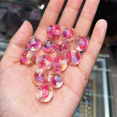 金箔ドライフラワービーズ樹脂メッキカード16花ビーズ直穴散珠DIY携帯電話チェーンチェーンビーズ部品
