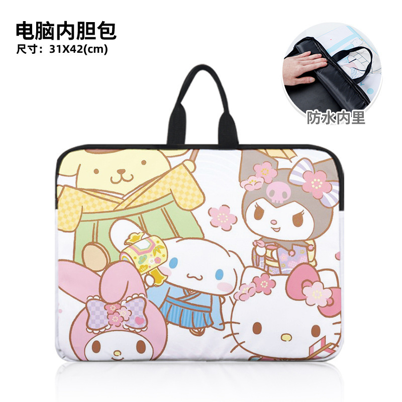 KITTY Kuromi Kimono Series Cute Cartoon Merchandise Laptop Bag Stain-Resistant and Water-Repellent Interior KITTY Kuromi Kimono Series Cute Cartoon Merchandise Laptop Bag Stain-Resistant and Water-Repellent Interior