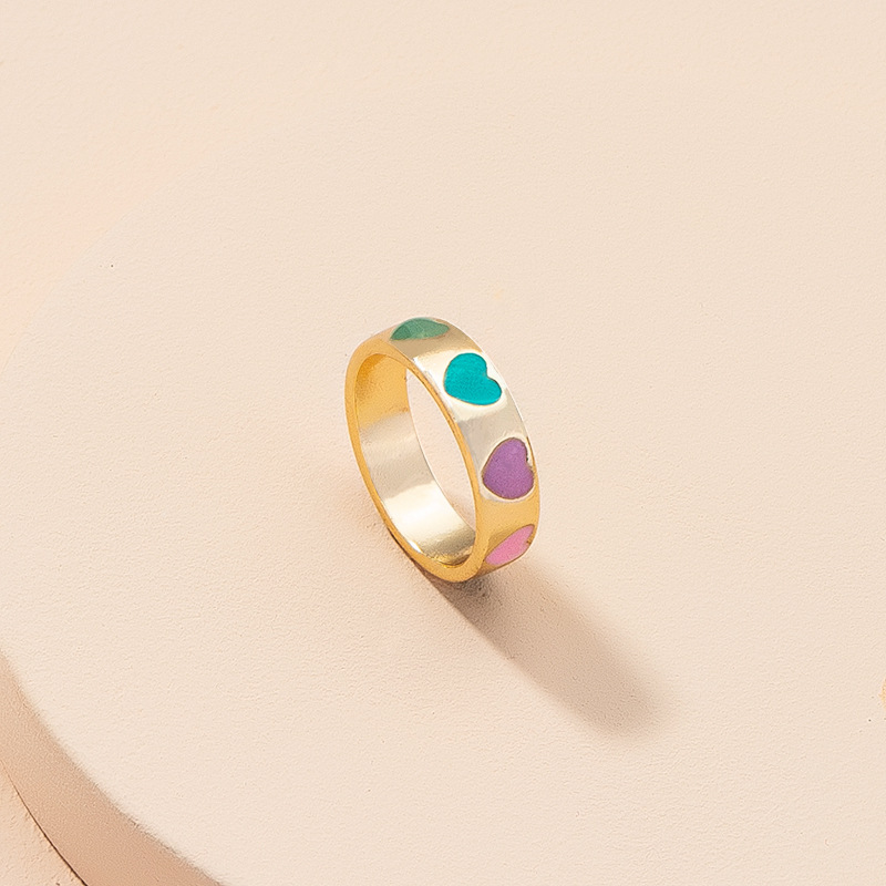 Vente En Gros Bijoux Bague Coeur De Couleur Simple Nihaojewelry display picture 8