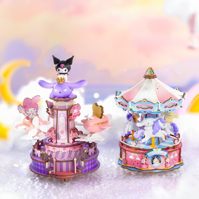 Rolife Ruolai Sunset Amusement Park Music Box Music Box Rotating Ferris Wheel DIY Handmade Gift