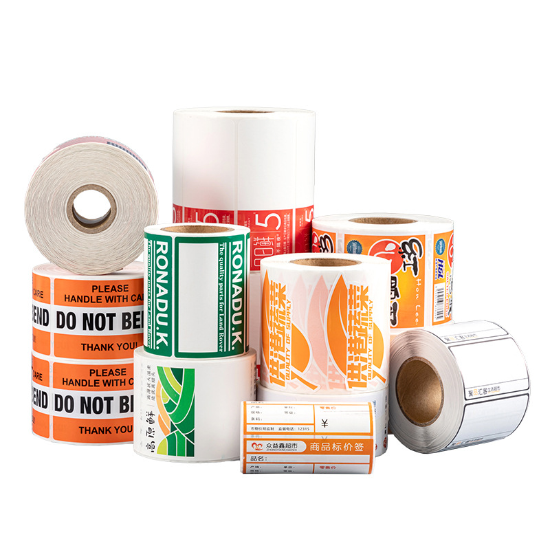 Rollo de etiquetas adhesivas personalizadas en PVC o papel sintético con impresión a color y logotipo