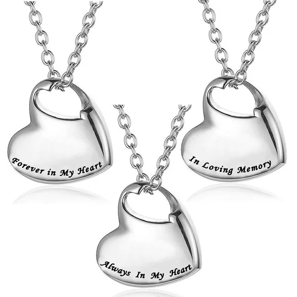 Stainless steel cinerary casket pet memorial Forever in my heart peach heart large capacity cinerary casket