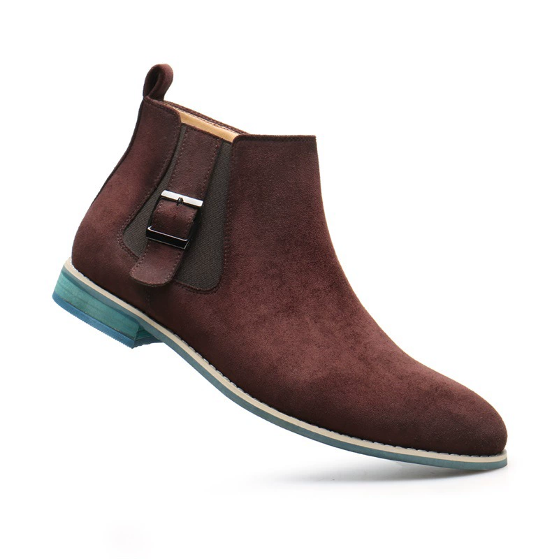 [Заказ может быть обработан] боковая молния сапоги мужской ремень пряжка Мартин сапоги мужской сплошной цвет ретро Челси сапоги оптом