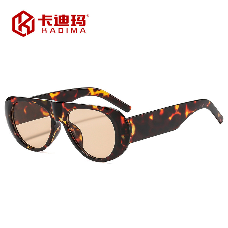 新款欧美时尚椭圆休闲网红太阳镜个性百搭简约墨镜高级感太阳眼镜|undefined