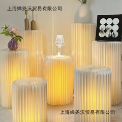 萤火之灯纸影流光灯直播背景装饰折叠圆柱纸质摆件罗马柱装饰摆件