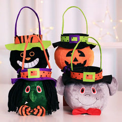 New Halloween Decoration Accessories for Children, Candy Collection Gift Bags with Hat, Round Tote Bags for Halloween