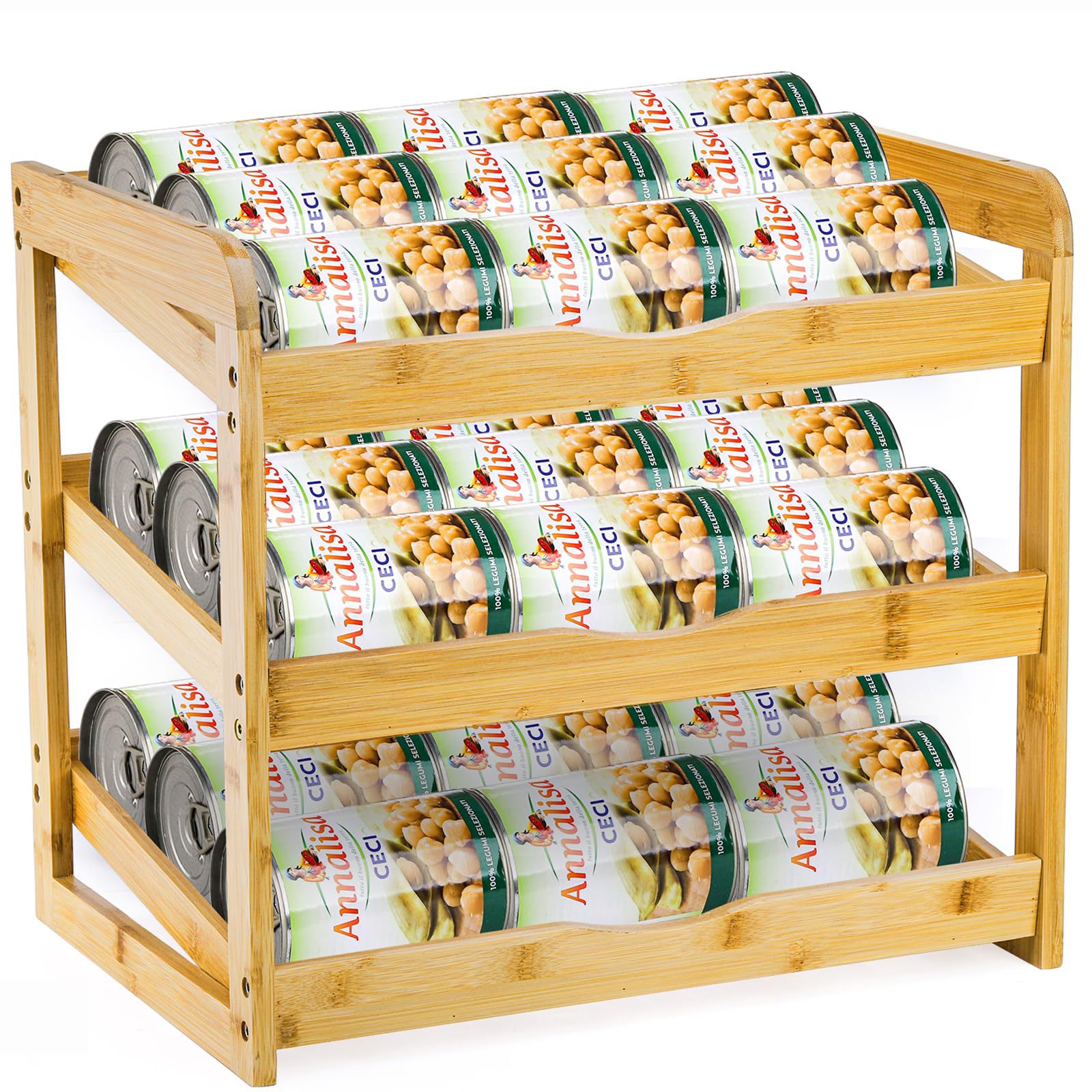 Bamboo multi-layer storage rack kitchen tabletop cans pet can…