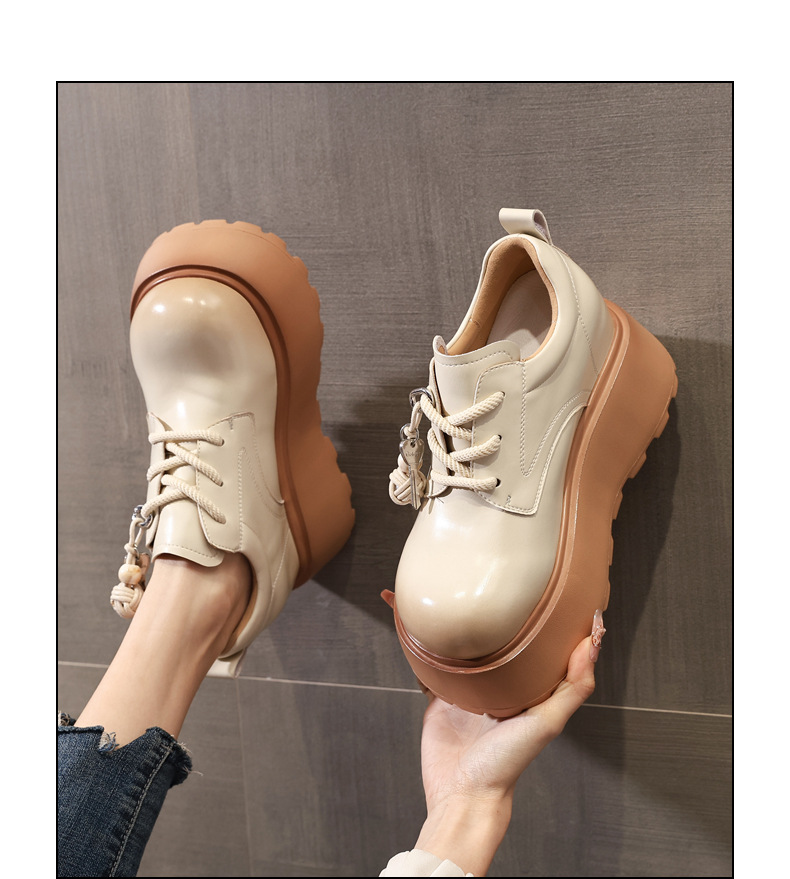 Giày loafer nữ đế dày tăng chiều cao phong cách Hàn Quốc — màu đen chi tiết 13