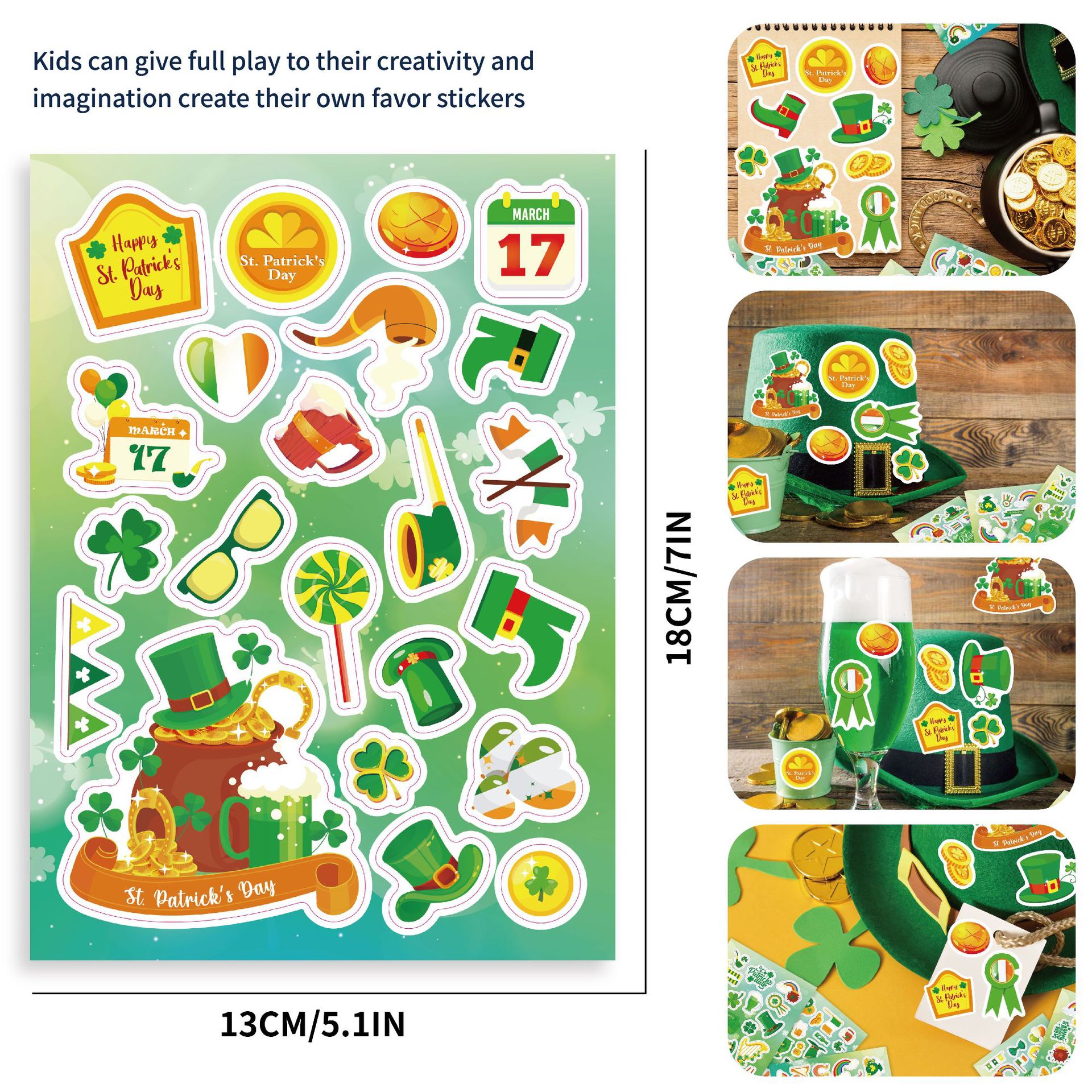 CM2311007 dibujos animados para niños lindo Festival irlandés rompecabezas interactivo entre padres e hijos DIY pegatinas