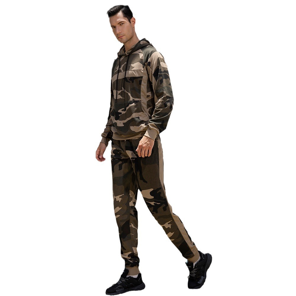 Vêtements pour femmes Costumes de sport décontractés pour hommes automne et hiver nouveaux hommes 2022 camouflage lâche grande taille cardigan à capuche costume deux pièces_voghion.com