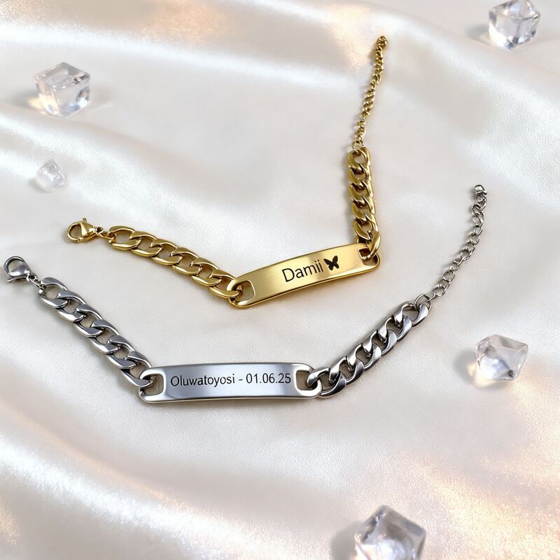 European and American Hot-Selling Nk Chain Men's Laser Engraved Name Bracelet Personalized DIY Titanium Steel Curved Brand Long Bracelet Jewelry European and American Hot-Selling Nk Chain Men's Laser Engraved Name Bracelet Personalized DIY Titanium Steel Curved Brand Long Bracelet Jewelry