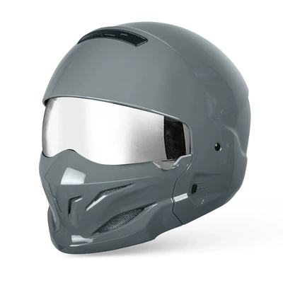 with Bluetooth, Suitable for Motorcycles, Motosiklet kaskı (dəbilqə) - cement-gray-silver-plated-m53-54cm
