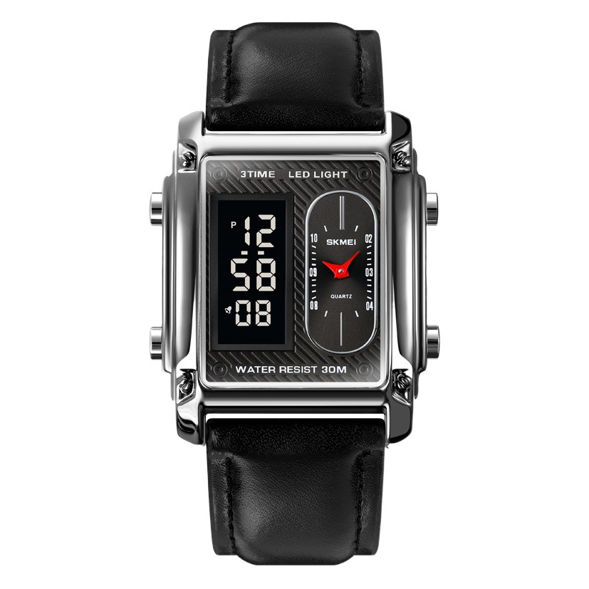 Skmei 1868 Sudeste de Asia Venta caliente reloj de los hombres de negocios de moda multi-funcional de los hombres cuadrados correa de acero reloj electrónico