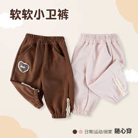 泡泡雪女童裤子春秋外穿新款女宝宝中小童外出休闲运动卫裤26019