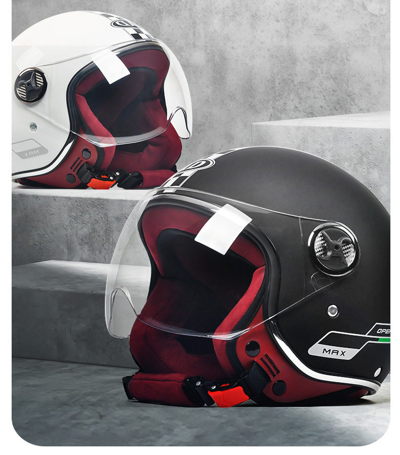 Ad Electric Vehicle Helmet for Men and Women, Universal High-Value Safety Helmet for All Seasons, 3C Certified Motorcycle Retro Half Helmet