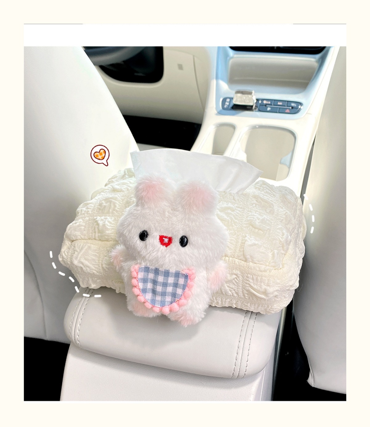 Suitable for Geely Xingyuan Armrest Box Seat Tissue Box Car Tissue Box Cute Bunny Creative Car Interior Decoration