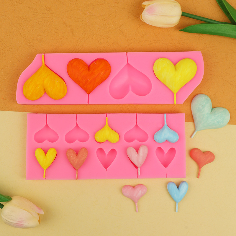En forma de corazón Lollipop chocolate molde de silicona herramienta creativa para hornear fondant pastel de chocolate accesorios de decoración