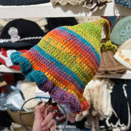 批发韩国2025年冬季新款韩版彩色花边手工针织帽女可爱甜美毛线帽