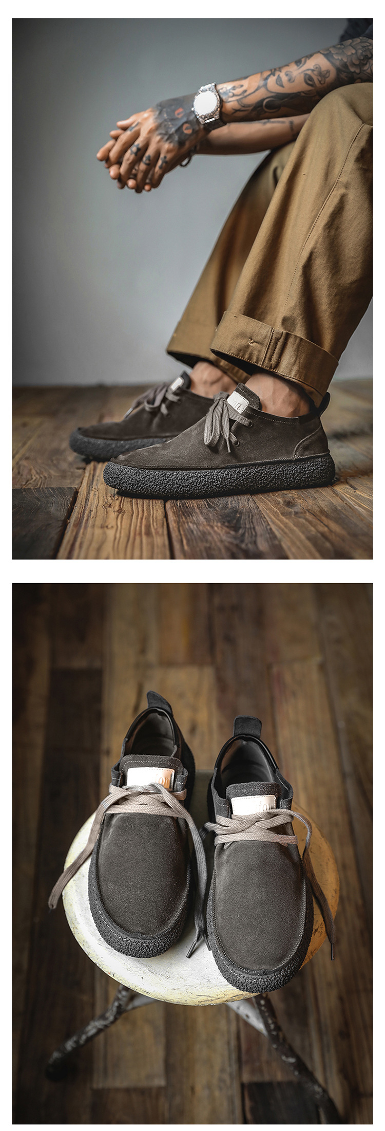 2024 männer Neue Echtes Leder Casual Schnüren Nicht-slip Weiche Sohle Atmungsaktive Board Reverse Fleece Wildleder Trendy Schuhe_voghion.com