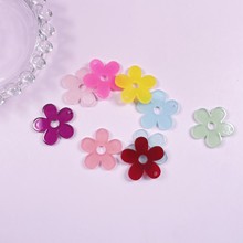 25mm泫雅风亚克力小花磨砂时尚钥匙扣吊坠耳钩DIY
