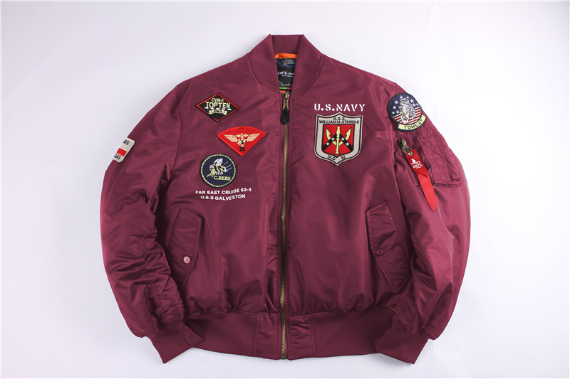 Chaqueta de piloto americano vintage de invierno hombres y mujeres de la Fuerza Aérea pareja abrigo insignia marca de moda MA1 Chaqueta de algodón acolchado