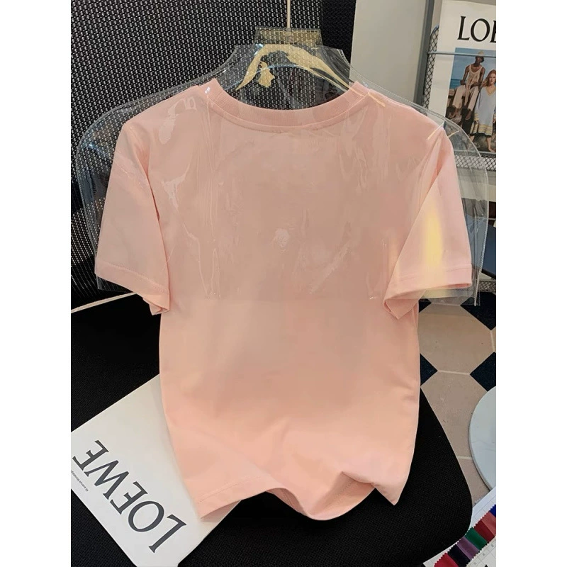 Хлопковая брендовая короткая футболка, 180 грамм, корейский стиль