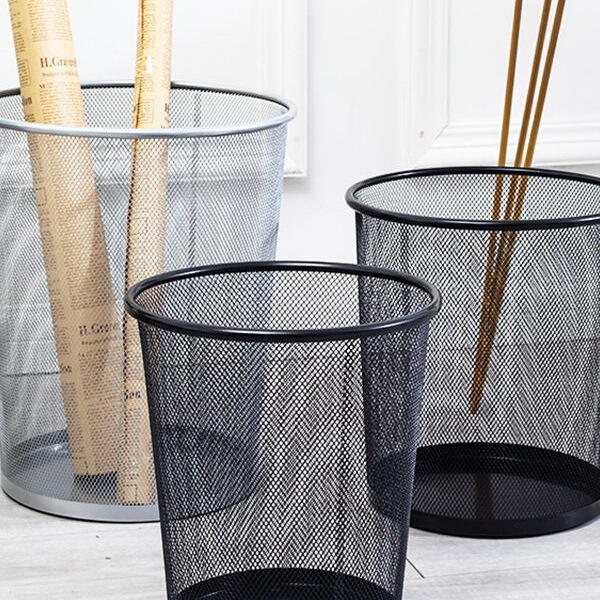 Wire Mesh Trash Can for Home and Office, Large Capacity, No Lid, Thickened, Rust-Proof Wastebasket for Bedroom and Living Room