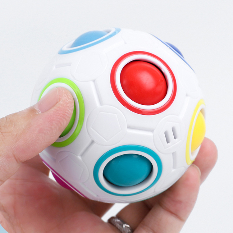 彩虹球儿童玩具异形魔方足球创意创意手指彩虹球魔方球实色智力球