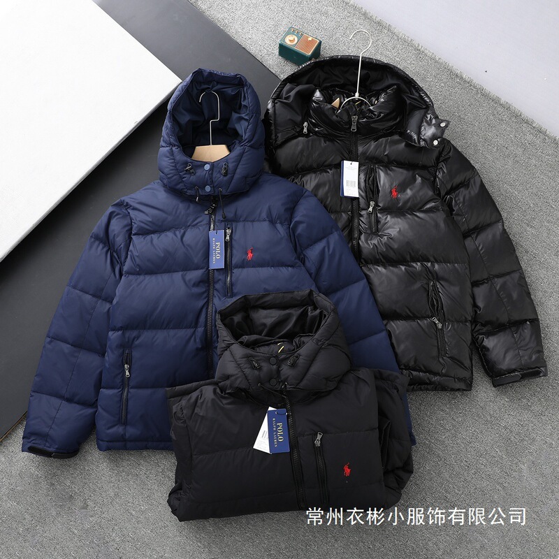 Ceiling Zone Rl Polo Embroidery down Jacket with Detachable Hood Windproof Wholesale
