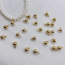 小金豆圆珠吊坠铜镀真金18K手链项链尾链挂件尾坠DIY饰品配件吊饰