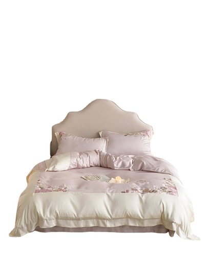 French style floral embroidery bedding high-end Lenzing Lyocell Tencel four-piece set home textiles Morandi Garden