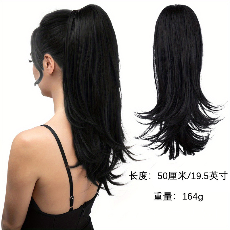 European and American wig ponytail women's curly hair large grip clip ponytail synthetic hair end tail slightly warped ponytail chemical fiber high ponytail European and American wig ponytail women's curly hair large grip clip ponytail synthetic hair end tail slightly warped ponytail chemical fiber high ponytail