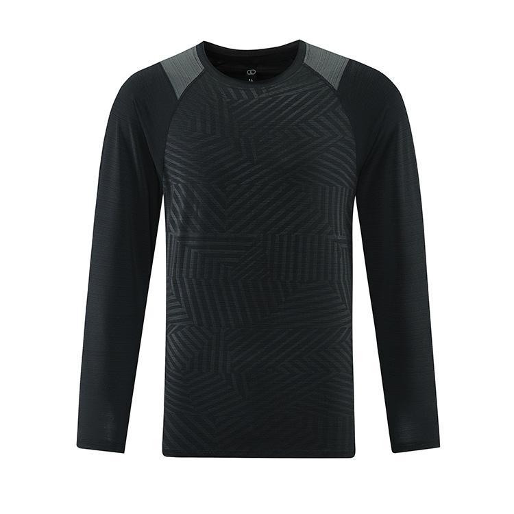 Ropa de secado rápido a juego de color de moda para hombres nueva de cuatro agujas de seis líneas cuello redondo transpirable fitness running baloncesto deportes Camiseta de manga larga