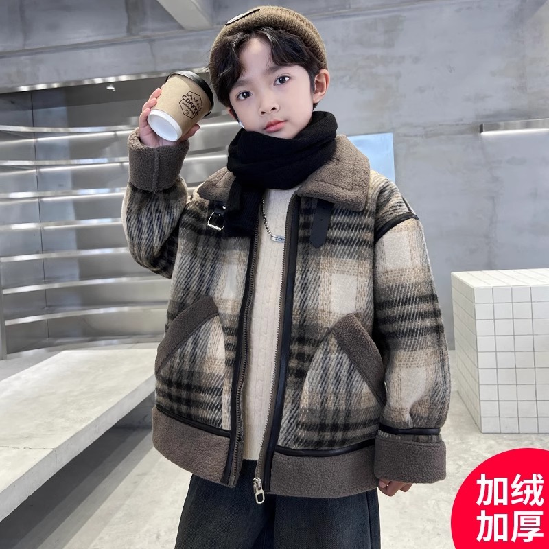 (2개) 아동복 소년 코트 소년의 상부 옷 새로운 두꺼운 기모 겨울면 패딩 코트 따뜻한 HUZHOU ZHILI