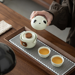 Panda Travel Tea Set Quick Guest Cup Gift suit Outdoor Tea Set Printable Logo Commemorative Holiday Gift