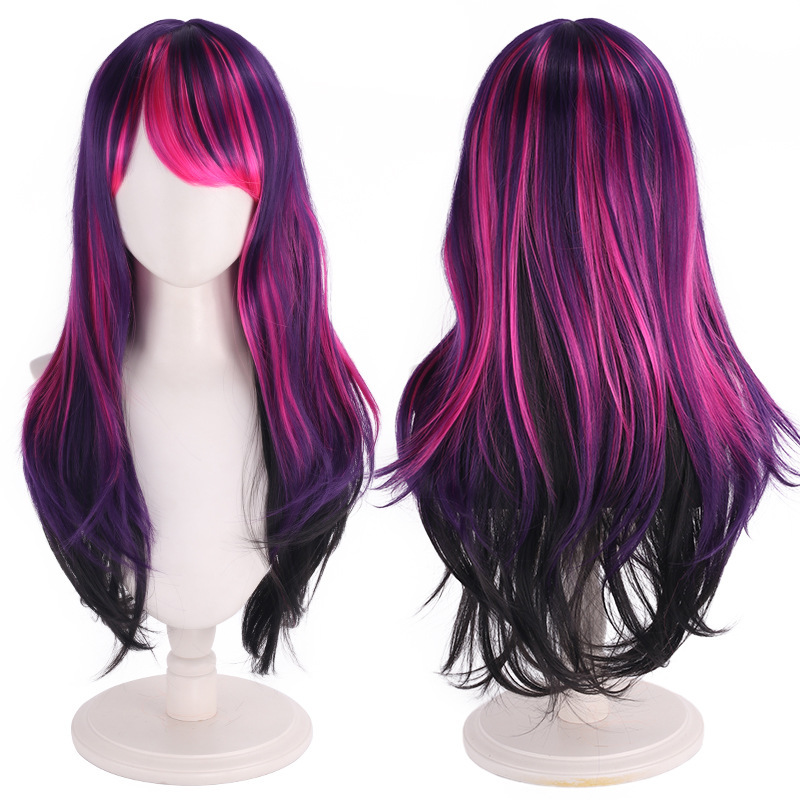 Cosplay Wig Purple Gradient My Little Pony Headgear Cosplay Anime Long Curly Wig in Stock Wholesale Recommended by Me for Children