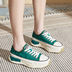 Thick-soled gauze white shoes for women in summer, versatile platform shoes, flat-soled casual shoes, breathable mesh shoes, trendy