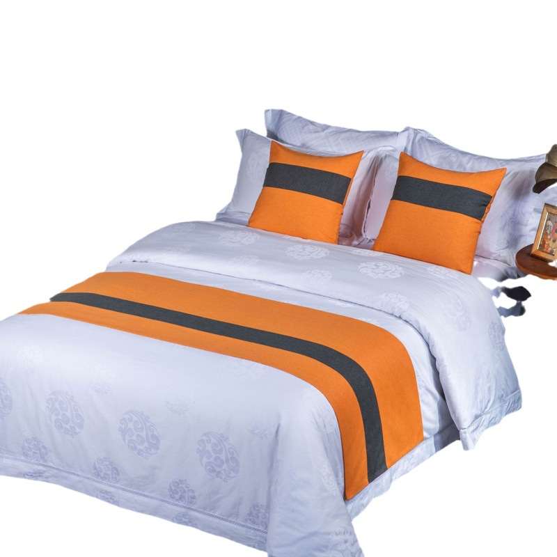 Factory Direct Sales Star Hotel B&B Simple British Hemp Color Matching Bedside Towel Bed Flag Pillow Cushion Bed Cover