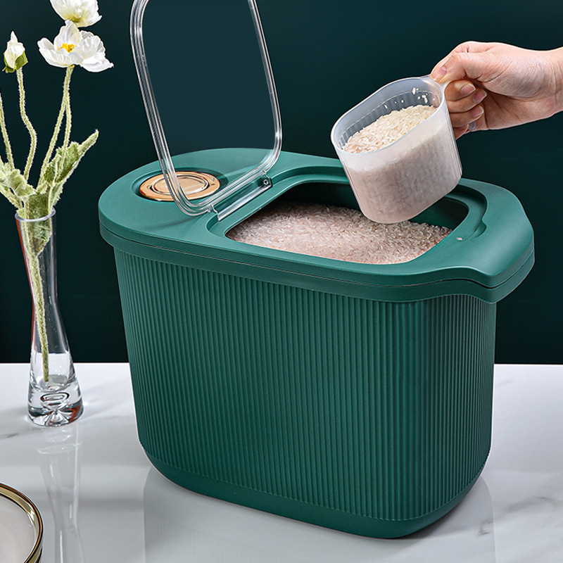 Home use anti-insect and moisture-proof large capacity rice storage bucket with lid, rice and flour with cover, simple and luxurious rice bucket with lid