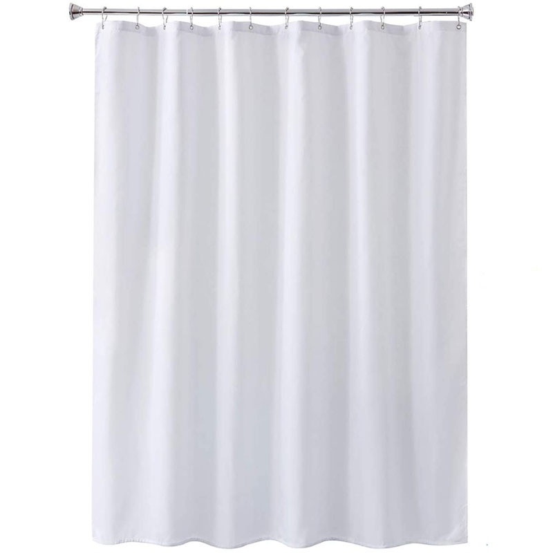 Amazon Cortina de ducha blanca gruesa tela opaca Cortina de ducha llana poliéster Hotel Cortina de ducha impermeable en stock al por mayor