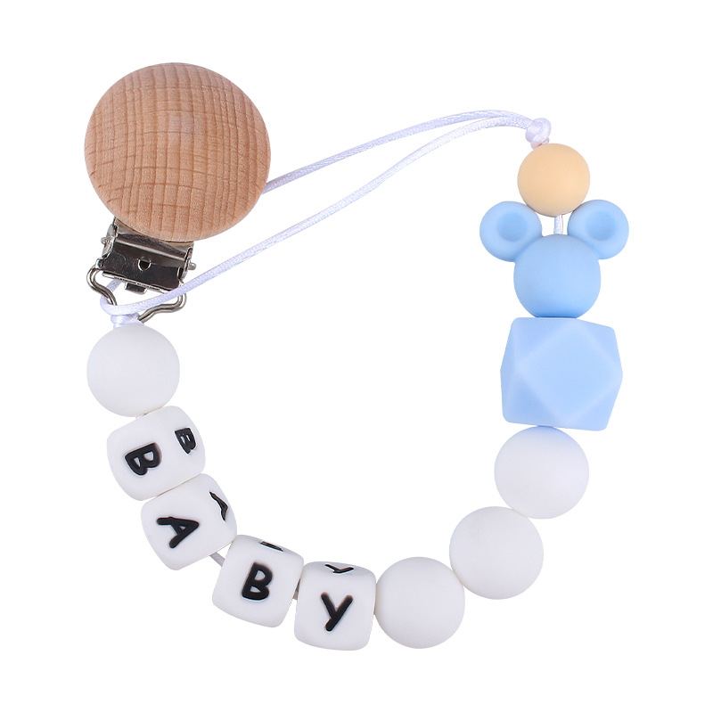 Amazon infantil Mickey chupete de silicona cadena bebé cambiable nombre molar calmante cadena anti-caída