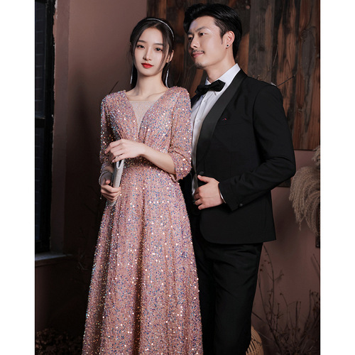Singers stage performance Sequin dress for women birthday celebration gown wedding anniversary party dress long model host banquet evening dress