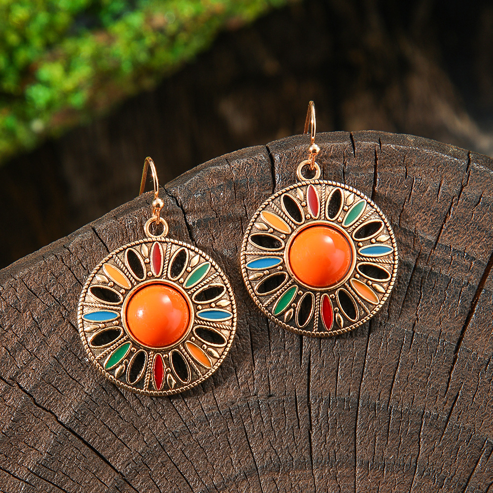15g Weight Alloy Ear Needle Material Drop Earrings Classification 1 Pair Quantity Daily, Street Occasion Zinc alloy Material Geometric Pattern All Seasons Season Women's Gender Polished Finish Ethnic Style Style 1 Pair Ethnic Style Geometric Zinc Alloy Drop Earrings 12