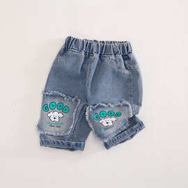 男童牛仔中裤宝宝短裤Summer children's pants儿童牛仔裤五分裤