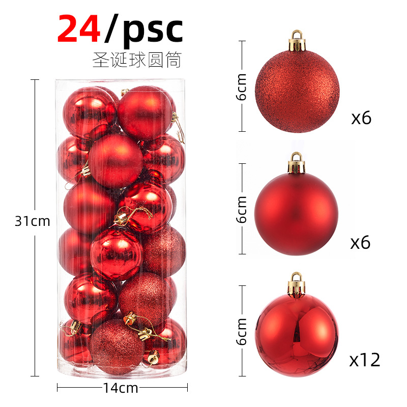 Adornos de Navidad 3/4/6/8cm24 juego de bolas de Navidad bolas de colores bolas de plástico galvanizado colgante de árbol de Navidad