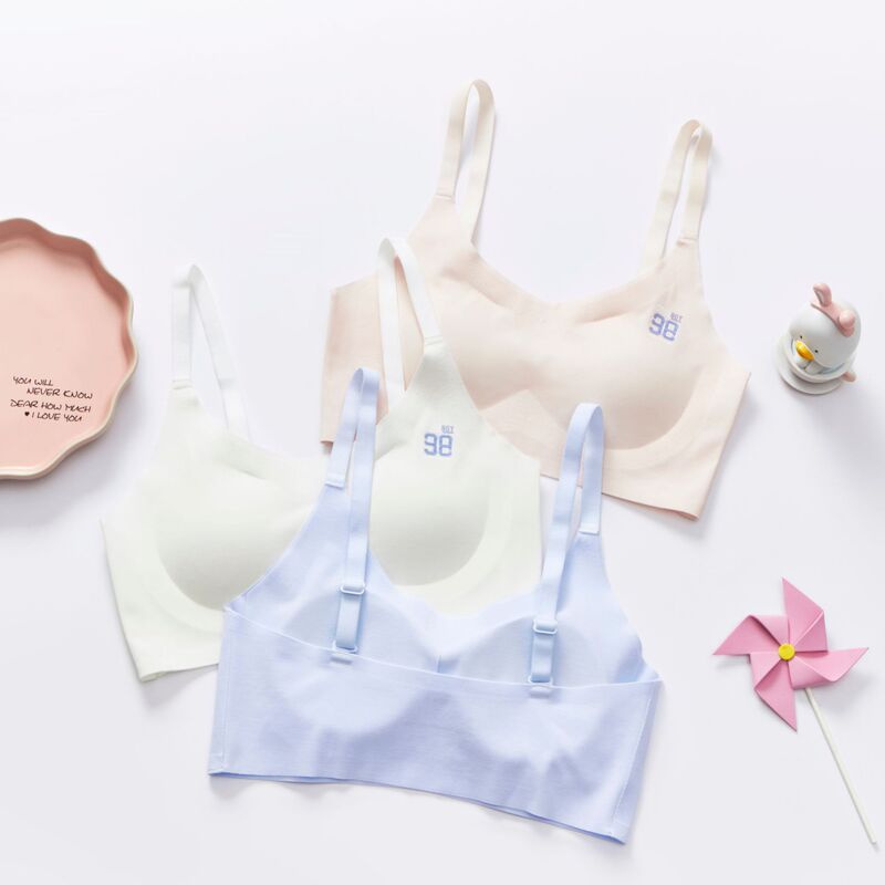 Adolescent summer sports thin vest Ice Silk anti-light tube top students junior high school underwear bra